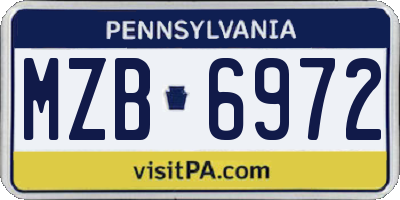 PA license plate MZB6972
