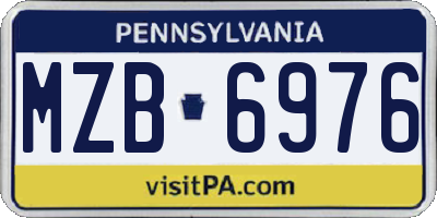 PA license plate MZB6976
