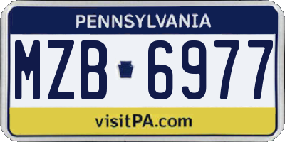 PA license plate MZB6977