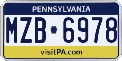 PA license plate MZB6978