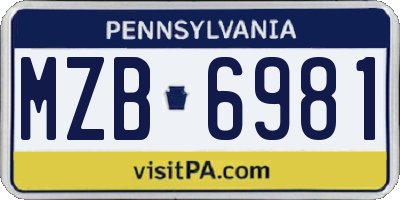 PA license plate MZB6981