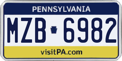 PA license plate MZB6982