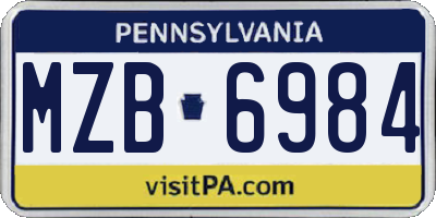 PA license plate MZB6984