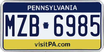 PA license plate MZB6985