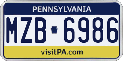 PA license plate MZB6986