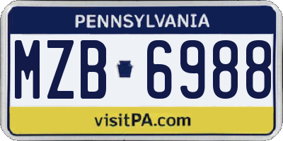 PA license plate MZB6988