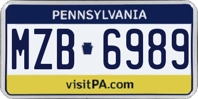 PA license plate MZB6989