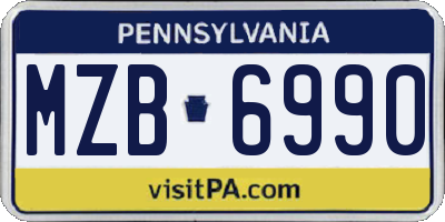 PA license plate MZB6990
