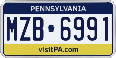 PA license plate MZB6991
