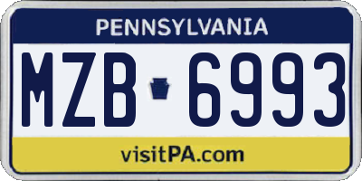 PA license plate MZB6993