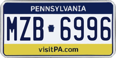 PA license plate MZB6996