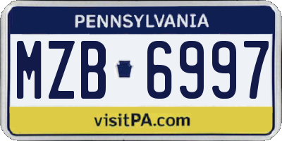 PA license plate MZB6997