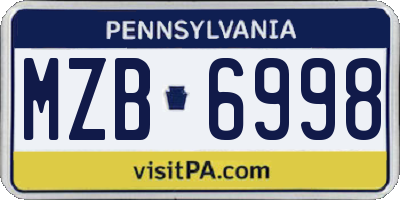 PA license plate MZB6998