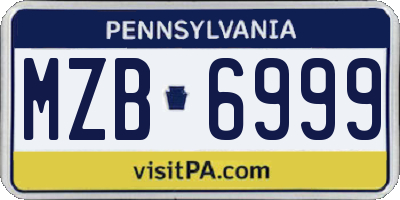 PA license plate MZB6999