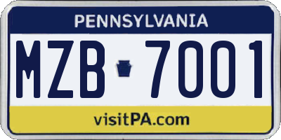 PA license plate MZB7001