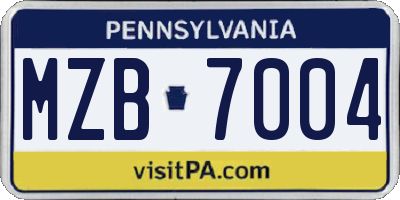 PA license plate MZB7004