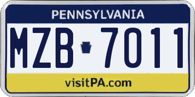 PA license plate MZB7011