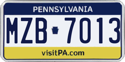 PA license plate MZB7013