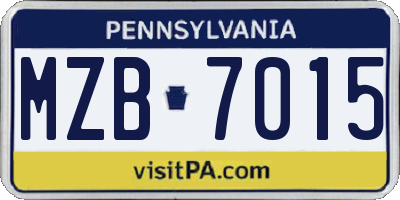 PA license plate MZB7015