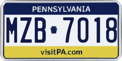 PA license plate MZB7018