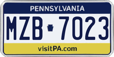 PA license plate MZB7023