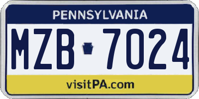 PA license plate MZB7024