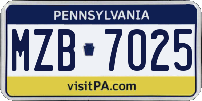 PA license plate MZB7025
