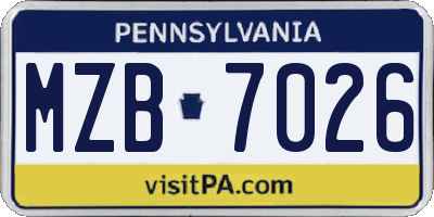 PA license plate MZB7026