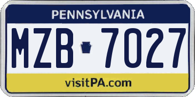 PA license plate MZB7027