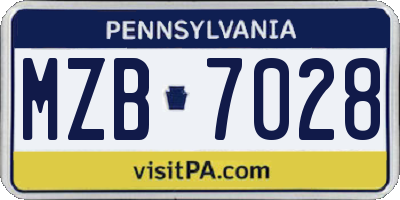 PA license plate MZB7028