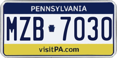 PA license plate MZB7030