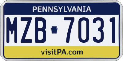 PA license plate MZB7031