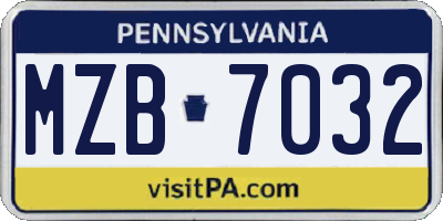 PA license plate MZB7032