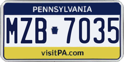 PA license plate MZB7035