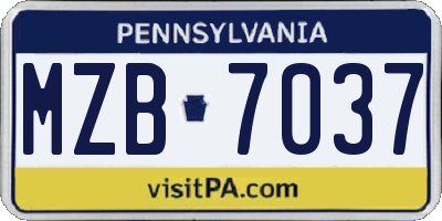 PA license plate MZB7037