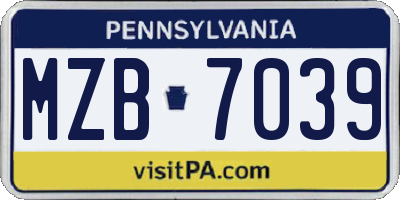 PA license plate MZB7039