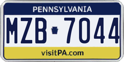 PA license plate MZB7044
