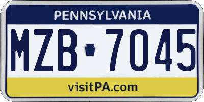 PA license plate MZB7045