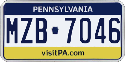 PA license plate MZB7046