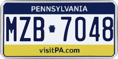 PA license plate MZB7048