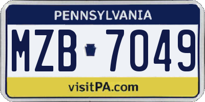 PA license plate MZB7049