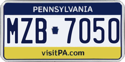 PA license plate MZB7050