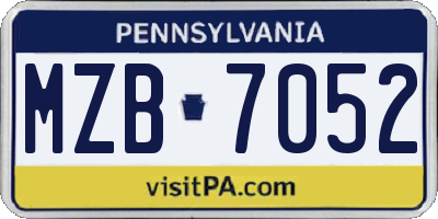PA license plate MZB7052
