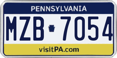 PA license plate MZB7054