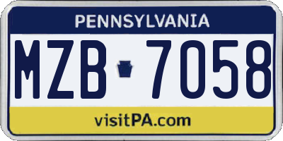 PA license plate MZB7058