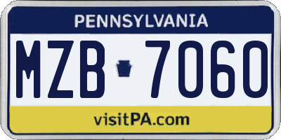PA license plate MZB7060