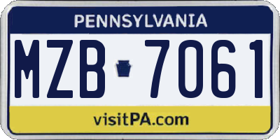 PA license plate MZB7061