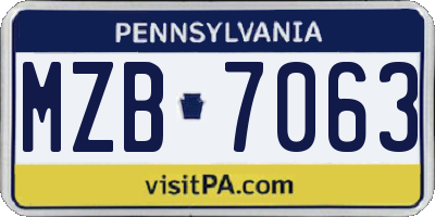 PA license plate MZB7063