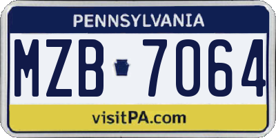 PA license plate MZB7064