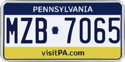 PA license plate MZB7065